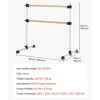VEVOR Ballet Barre, 4 Ft Double Beechwood Barre Bar for Home, Freestanding Portable Ballet Stretching Dance Bars, Height Adjustable Anti-Wobble Fitness Gym Equipment, for Pilates Balance Workout