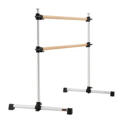 VEVOR Ballet Barre, 4 Ft Double Beechwood Barre Bar for Home, Freestanding Portable Ballet Stretching Dance Bars, Height Adjustable Anti-Wobble Fitness Gym Equipment, for Pilates Balance Workout