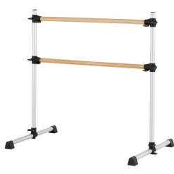 VEVOR Ballet Barre, 4 Ft Double Beechwood Barre Bar for Home, Freestanding Portable Ballet Stretching Dance Bars, Height Adjustable Anti-Wobble Fitness Gym Equipment, for Pilates Balance Workout