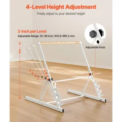 VEVOR Ballet Barre, 3 ft Freestanding Portable Barre Bar, Home Fitness Exercise Equipment for Abs, Arms, Strength, and Cardio, Easy to Store Foldable Stretching Dance Bars, 4 Level Height Adjustable