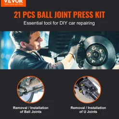 VEVOR Ball Joint Press Kit, 21 pcsTool Kit, C-press Ball joint Remove and Install Tools, for Most 2WD and 4WD Cars, Heavy Duty Ball Joint Repair Kit for Automotive Repairing