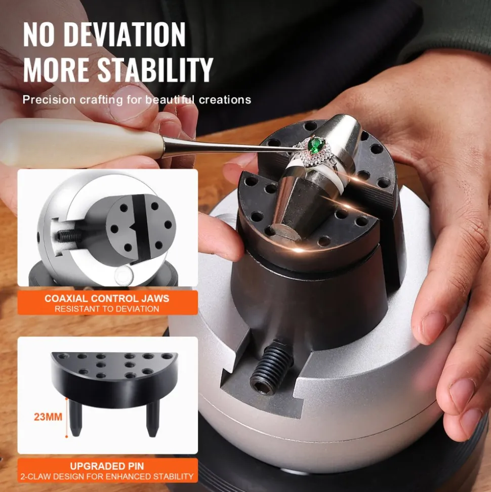 VEVOR Ball Vise, 5" Engraving Setting Tool, 360° Rotation Engraving Block Vise, 35 PCS Attachment Jewelry Engraving Block Tools Standard Block for Gemstone Inlay and Small-Scale Engraving