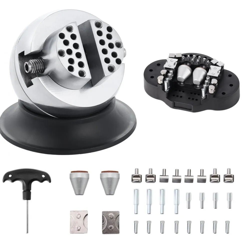 VEVOR Ball Vise, 3" Engraving Setting Tool, 360° Rotation Engraving Block Vise, 30 PCS Attachment Jewelry Engraving Block Tools Standard Block for Gemstone Inlay and Small-Scale Engraving