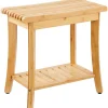 VEVOR Bamboo Shower Bench, 19.1 x 11.3 x 18.3 in, Waterproof Shower Stool Chair with Storage Shelf, 330lbs Load Capacity Spa Bath Seat Organizer, for Adults Seniors Women Elderly Indoor Outdoor