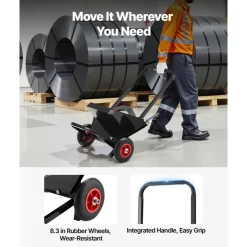 VEVOR Banding Strapping Cart, Fit for Steel Strapping Coils with 23.6 inches Core Outer Size, Heavy Duty Strapping Dispenser with Rubber Wheels, Suitable for Factory, Warehouse, Loading Area