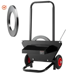VEVOR Banding Strapping Cart, Fit for Steel Strapping Coils with 23.6 inches Core Outer Size, Heavy Duty Strapping Dispenser with Rubber Wheels, Suitable for Factory, Warehouse, Loading Area