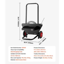 VEVOR Banding Strapping Cart, Fit for Steel Strapping Coils with 23.6 inches Core Outer Size, Heavy Duty Strapping Dispenser with Rubber Wheels, Suitable for Factory, Warehouse, Loading Area