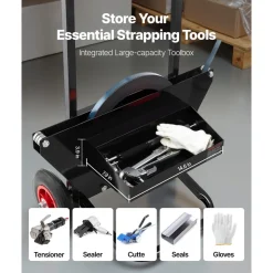 VEVOR Banding Strapping Cart, Fit for Steel Strapping Coils with 23.6 inches Core Outer Size, Heavy Duty Strapping Dispenser with Rubber Wheels, Suitable for Factory, Warehouse, Loading Area