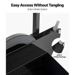 VEVOR Banding Strapping Cart, Fit for Steel Strapping Coils with 23.6 inches Core Outer Size, Heavy Duty Strapping Dispenser with Rubber Wheels, Suitable for Factory, Warehouse, Loading Area