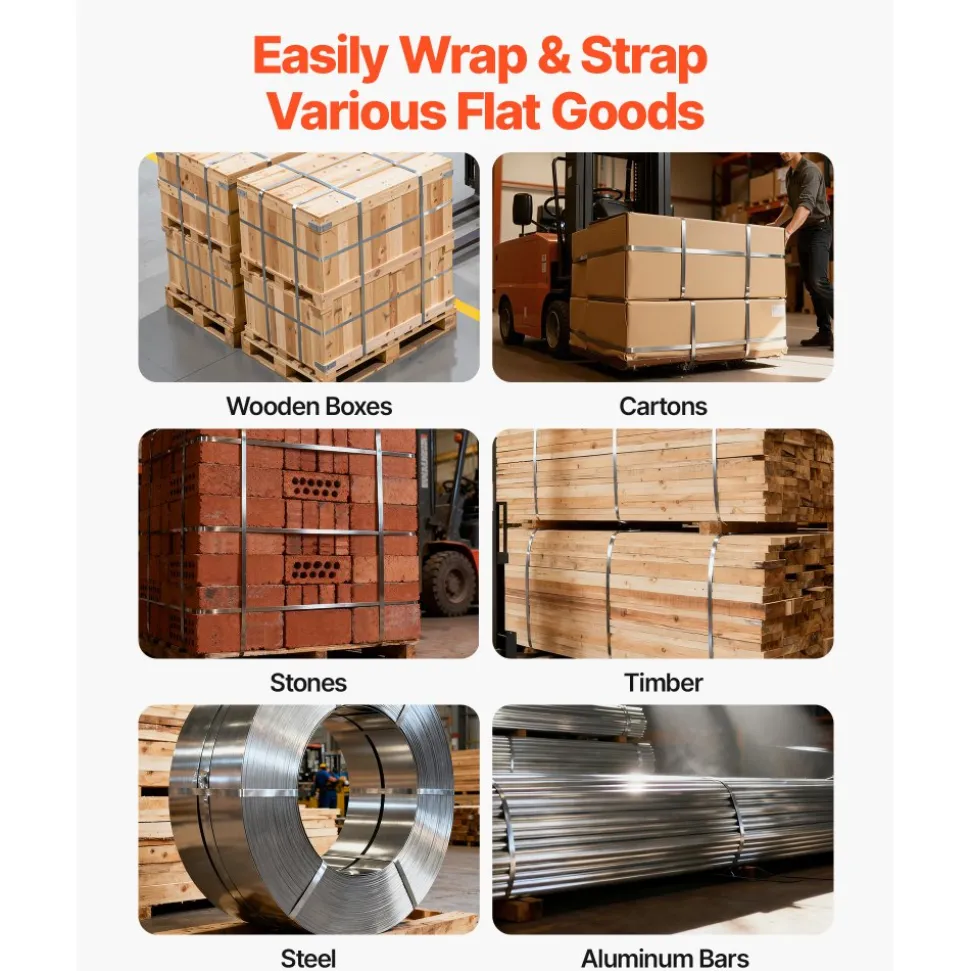 VEVOR Banding Strapping Kit, Heavy Duty A3 Steel Banding Sealer Tool with Adjustable Width, Manual Metal Pallet Packaging Strapping Kit for Warehouse, Transportation, Industrial Bundling, Home Use