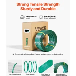 VEVOR Banding Strapping Kit, Heavy Duty Banding Sealer Tool with 1500 ft PET Band, 450 Metal Seals, 150 Corner Protectors & Gloves, Plastic Pallet Packaging Strapping Kit for Warehouse/Shipping/Moving
