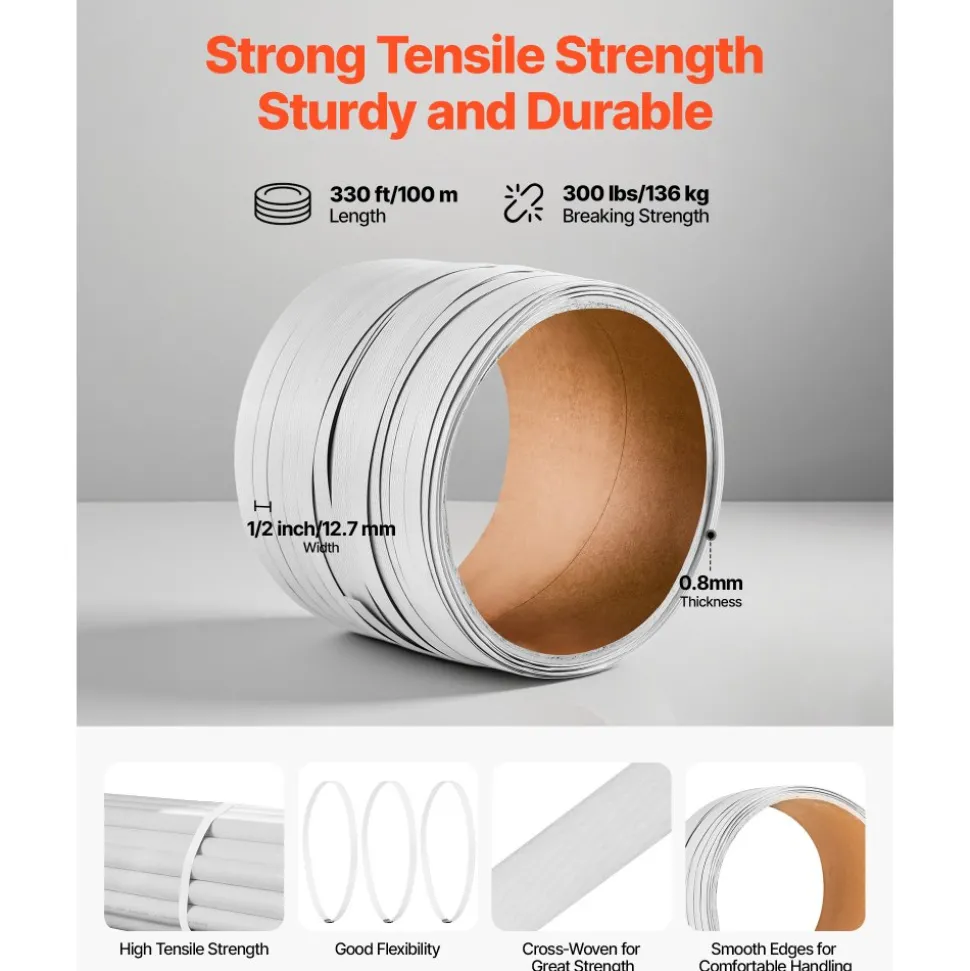 VEVOR Banding Strapping Kit, Heavy Duty Banding Sealer Tool with 3200 ft Length PP Band, 1000 Metal Seals, 50 Corner Protectors, Plastic Pallet Packaging Strapping Kit for Warehouse/Shipping/Moving
