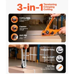 VEVOR Banding Strapping Kit, Heavy Duty Banding Sealer Tool with 3200 ft Length PP Band, 1000 Metal Seals, 50 Corner Protectors, Plastic Pallet Packaging Strapping Kit for Warehouse/Shipping/Moving