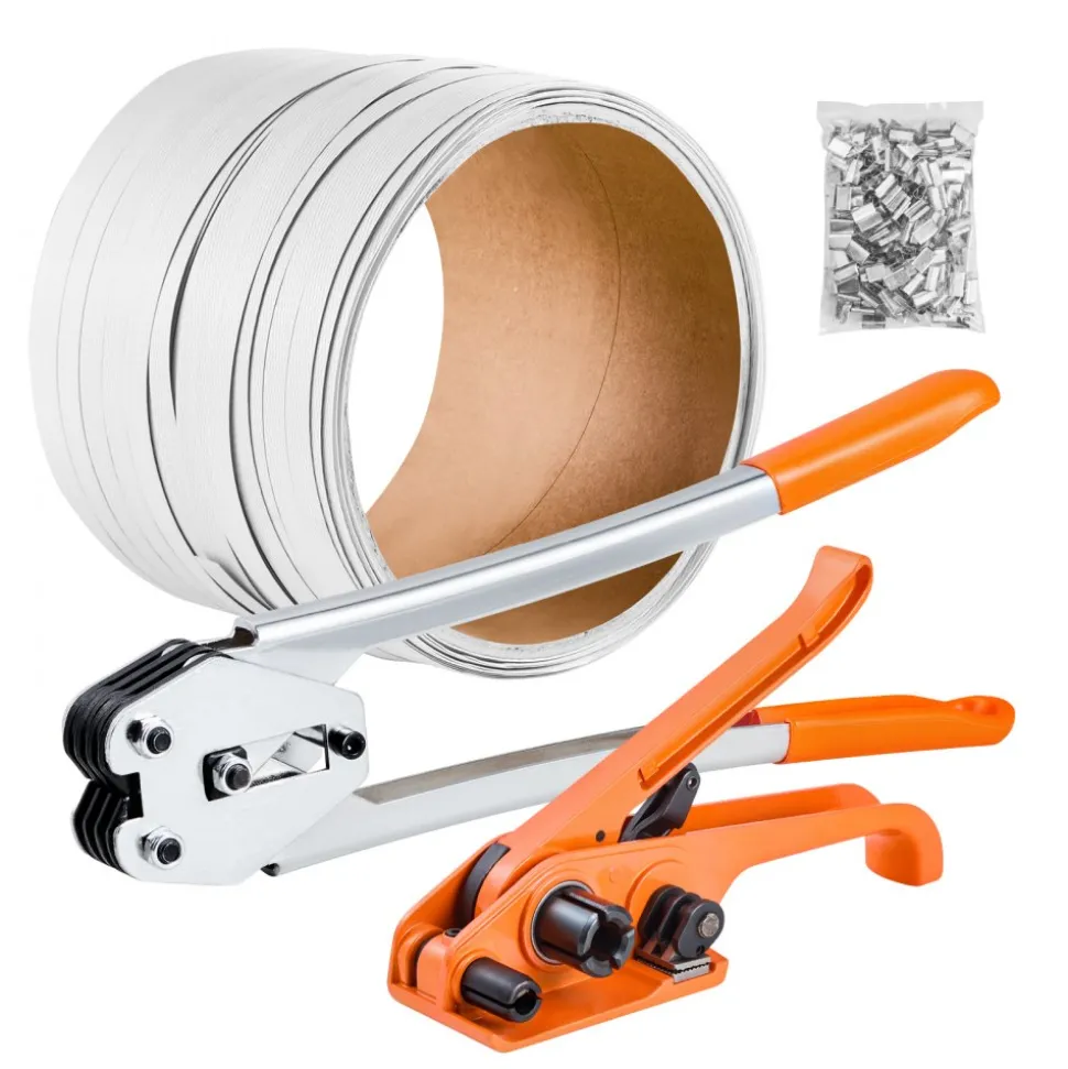 VEVOR Banding Strapping Kit, Heavy Duty Banding Sealer Tool with 3200 ft Length PP Band, 1000 Metal Seals, 50 Corner Protectors, Plastic Pallet Packaging Strapping Kit for Warehouse/Shipping/Moving