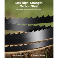 VEVOR Bandsaw Blade, 60 Inch Length, 6 TPI Band Saw Blade with 15 HRC Hardened Sharp Teeth, SK5 High-Strength Carbon Steel, 0.25 Inch Width, Replacement for Major Woodworking Band Saw Brands, 1 Pack