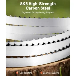 VEVOR Bandsaw Blade, 72 Inch Length, 4 TPI Band Saw Blade with 18 HRC Hardened Sharp Teeth, SK5 High-Strength Carbon Steel, 0.5 Inch Width, Replacement for Major Woodworking Band Saw Brands, 1 Pack