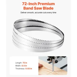 VEVOR Bandsaw Blade, 72 Inch Length, 4 TPI Band Saw Blade with 18 HRC Hardened Sharp Teeth, SK5 High-Strength Carbon Steel, 0.5 Inch Width, Replacement for Major Woodworking Band Saw Brands, 1 Pack