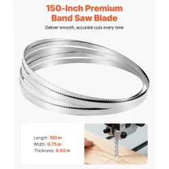 VEVOR Bandsaw Blade, 150 Inch Length, 4 TPI Band Saw Blade with 18 HRC Hardened Sharp Teeth, SK5 High-Strength Carbon Steel, 0.75 Inch Width, Replacement for Major Woodworking Band Saw Brands, 1 Pack