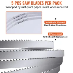 VEVOR Band Saw Blade, 65x0.63x0.02 inch, 5 PCS/Pack Meat Bandsaw Blades for Replacement, Carbon Steel Blade, Meat Cutting Blade Wrapped by Rust-Proof Paper, Fit for Commercial Bone Saw Machines