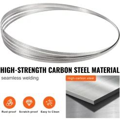 VEVOR Band Saw Blade, 83.5x0.63x0.02 inch, 5 PCS/Pack Meat Bandsaw Blades for Replacement, Carbon Steel Blade, Meat Cutting Blade Wrapped by Rust-Proof Paper, Fit for Commercial Bone Saw Machines