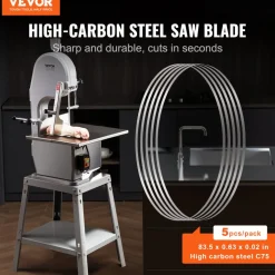 VEVOR Band Saw Blade, 83.5x0.63x0.02 inch, 5 PCS/Pack Meat Bandsaw Blades for Replacement, Carbon Steel Blade, Meat Cutting Blade Wrapped by Rust-Proof Paper, Fit for Commercial Bone Saw Machines