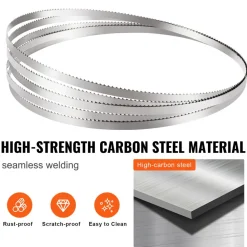 VEVOR Band Saw Blade, 51.2x0.63x0.02 inch, 5 PCS/Pack Meat Bandsaw Blades for Replacement, Carbon Steel Blade, Meat Cutting Blade Wrapped by Rust-Proof Paper, Fit for Commercial Bone Saw Machines