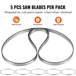 VEVOR Band Saw Blade, 51.2x0.63x0.02 inch, 5 PCS/Pack Meat Bandsaw Blades for Replacement, Carbon Steel Blade, Meat Cutting Blade Wrapped by Rust-Proof Paper, Fit for Commercial Bone Saw Machines