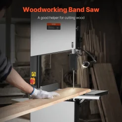 VEVOR Band Saw, 13.39-Inch, Benchtop Bandsaw with Stand, 440-846 RPM Continuously Viable Speed, 1100W 1-1/2HP, 110V, Optimized Work Light, and Miter Gauge, for Woodworking Aluminum Wood Metal Copper