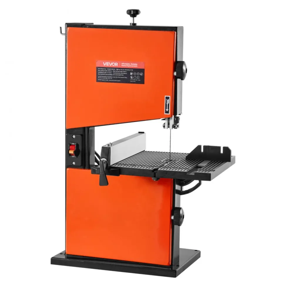 VEVOR Band Saw, 9-Inch, Woodworking Benchtop Bandsaw with 1/2 HP Motor, 3.5-Inch Max Cutting Height, 11.8 x 11.8 in Cast Aluminum Table, 0-45° Tilting Range, with Miter Gauge, Fence, for Woodworking