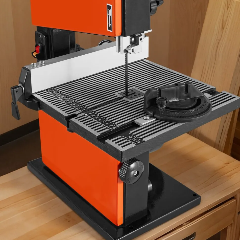 VEVOR Band Saw, 9-Inch, Woodworking Benchtop Bandsaw with 1/2 HP Motor, 3.5-Inch Max Cutting Height, 11.8 x 11.8 in Cast Aluminum Table, 0-45° Tilting Range, with Miter Gauge, Fence, for Woodworking