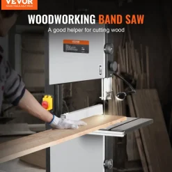VEVOR Band Saw with Stand, 9.65-Inch, 560&1100 RPM Two-Speed Benchtop Bandsaw, 370W 1/2HP Motor 6'' Cutting Height 72.13'' Sawblade Length, with Fence and Miter Gauge, for Woodworking Aluminum Plastic