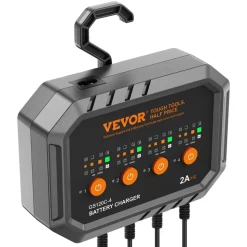 VEVOR 4-Bank Smart Battery Charger, 8A Total, 2A per Bank, for 6V/12V LiFePO4 and Lead-Acid AGM/Gel/SLA Batteries up to 40Ah, Automatic Charger Maintainer for Motorcycle, ATV and Lawn Mower