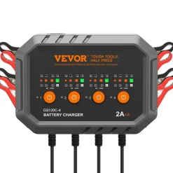 VEVOR 4-Bank Smart Battery Charger, 8A Total, 2A per Bank, for 6V/12V LiFePO4 and Lead-Acid AGM/Gel/SLA Batteries up to 40Ah, Automatic Charger Maintainer for Motorcycle, ATV and Lawn Mower