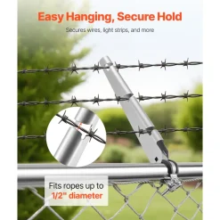 VEVOR Barbed Wire Arm, 10 Packs 14.8 in Fence Post Extender for 1.3" to 1.5" Chain Link Fences, U Bracket Design, Galvanized Steel Fence Height Extender, Protect Privacy and Prevent Pets Jumping Off