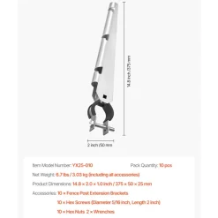 VEVOR Barbed Wire Arm, 10 Packs 14.8 in Fence Post Extender for 1.3