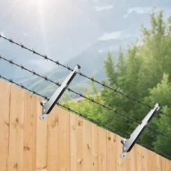 VEVOR Barbed Wire Arm, 10 Packs 12.2 in Fence Post Extender, Flat or Surface Mounted, Galvanized Steel Fence Height Extender, Protect Privacy and Prevent Pets Jumping Off, for Outdoor Wood Concrete Fences