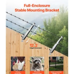 VEVOR Barbed Wire Arm, 10 Packs 12.2 in Fence Post Extender, Flat or Surface Mounted, Galvanized Steel Fence Height Extender, Protect Privacy and Prevent Pets Jumping Off, for Outdoor Wood Concrete Fences