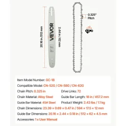 VEVOR Bar & Chainsaw Chain Combo 18
