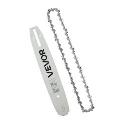 VEVOR Bar & Chainsaw Chain Combo 12" 3/8" Pitch 3/8" Gauge 45 Drive Links, Fits VEVOR CN-25 Gas Chainsaw, Forged Alloy Steel, Replacement Guide Bar & Saw Chain with Sharp Cutter Teeth & Tie Straps
