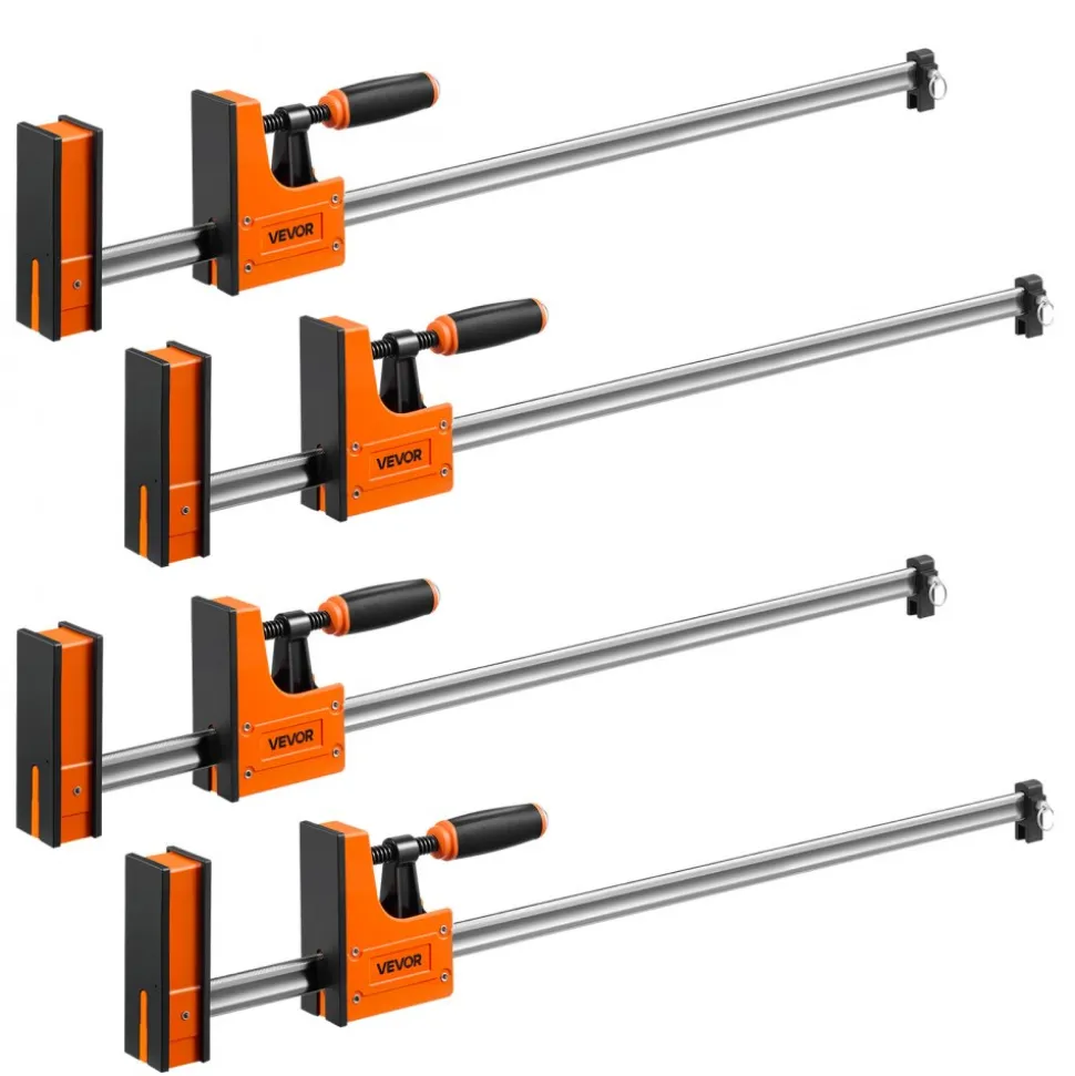 VEVOR Bar Clamps for Woodworking, 4-Pack, 36" Opening F Clamps, 1500 lbs Load Limit, Clamp/Spreader 2 Modes, Soft Rubber Pads, Ergonomic Handle, Carbon Steel Bar, for Wood Working and Metal Working