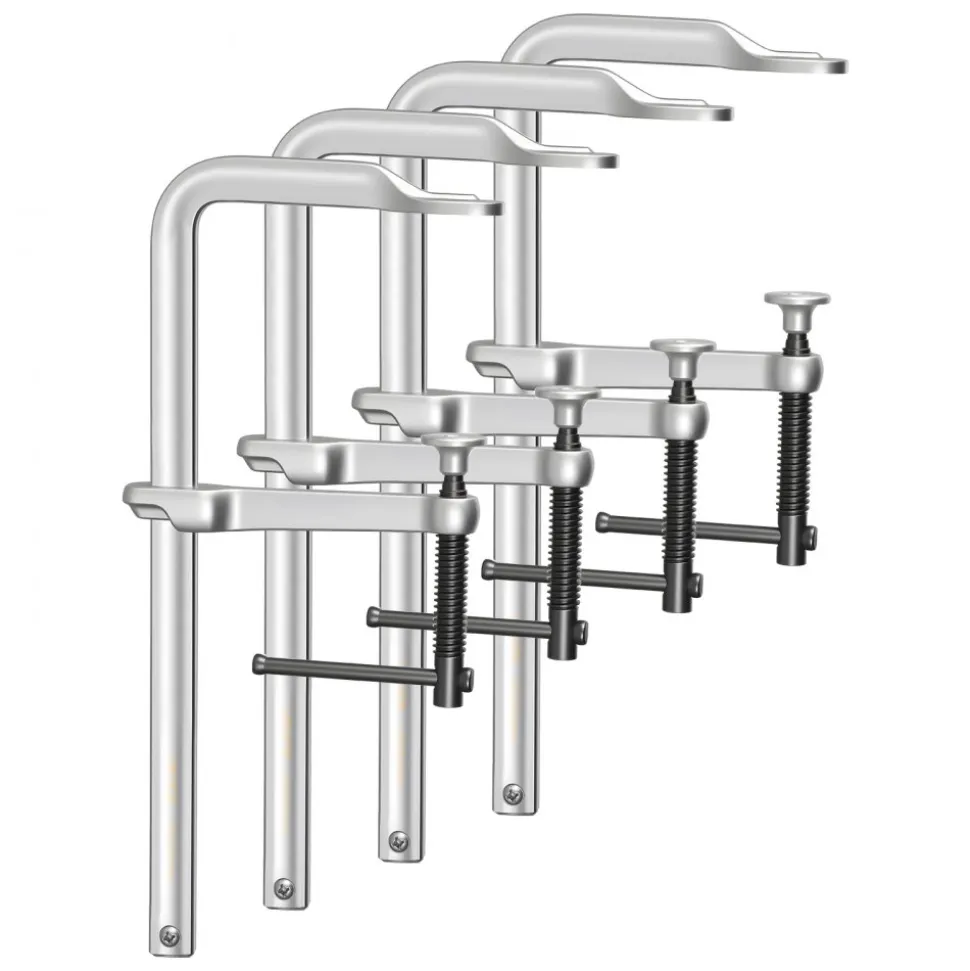 VEVOR Bar Clamps for Woodworking, 4-Pack, 12" Opening, 4.72 in Throat Depth, 1200 lbs Load Limit, Sturdy Steel Forging and Casting, with Swivel Jaw and T-Handle, for Wood Working and Metal Working
