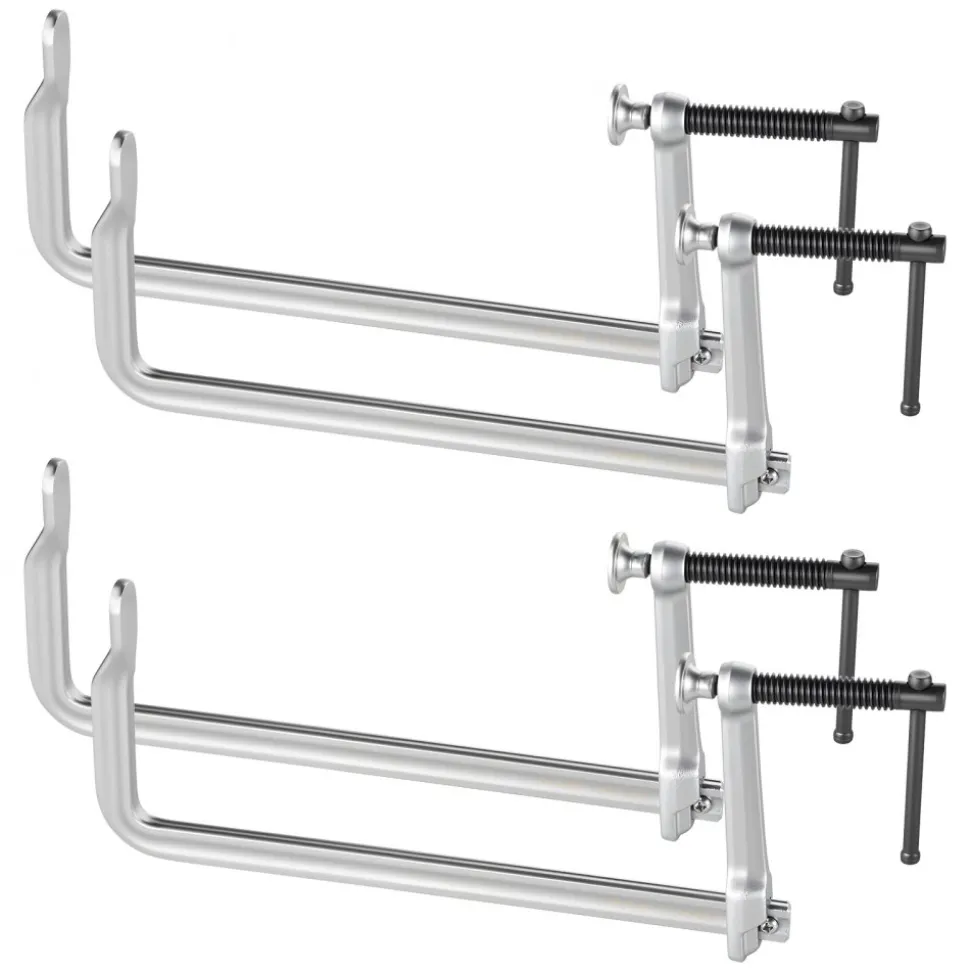 VEVOR Bar Clamps for Woodworking, 4-Pack, 12" Opening, 4.72 in Throat Depth, 1200 lbs Load Limit, Sturdy Steel Forging and Casting, with Swivel Jaw and T-Handle, for Wood Working and Metal Working