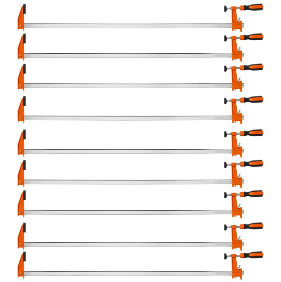 VEVOR Bar Clamps for Woodworking, 8-Pack, 36" Opening F Clamps, 600 lbs Load Limit, with Plastic Pad and Self-Locking Design, Premium Cast Iron and Carbon Steel, for Wood Working and Metal Working