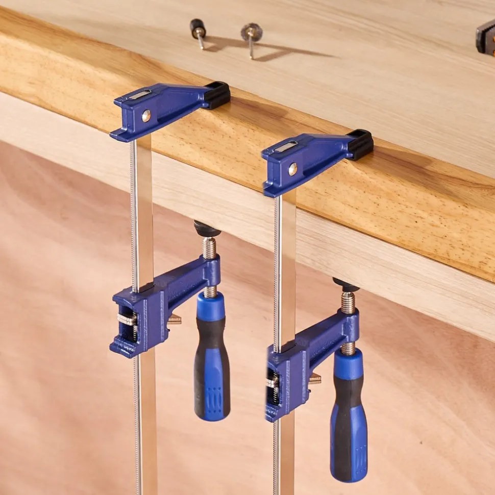 VEVOR Bar Clamps for Woodworking, 2-Pack 12 inch and 2-Pack 6 inch, One-Handed Clamp/Spreader, Quick-Grip F-Clamp with 154 lbs Load Limit, Premium Plastic and Steel, for Woodworking Metal working