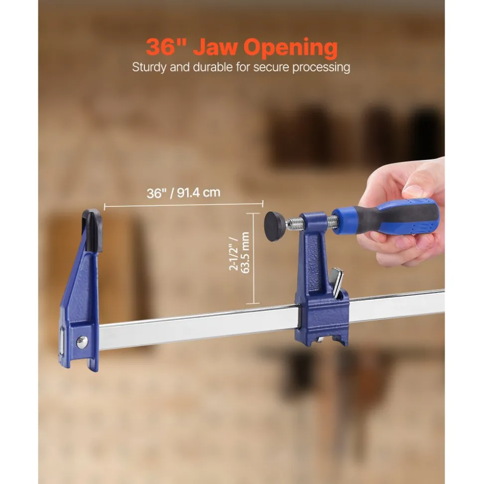 VEVOR Bar Clamps for Woodworking, 2-Pack 12 inch and 2-Pack 6 inch, One-Handed Clamp/Spreader, Quick-Grip F-Clamp with 154 lbs Load Limit, Premium Plastic and Steel, for Woodworking Metal working