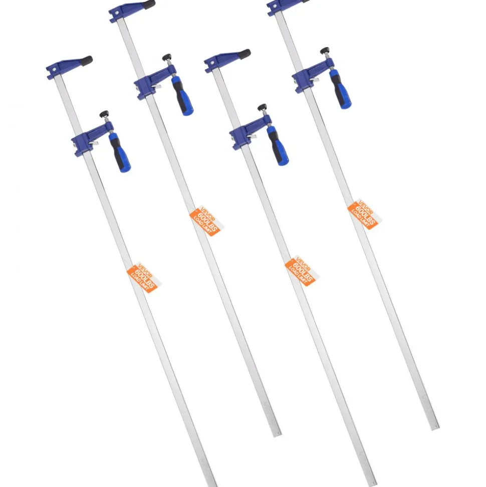 VEVOR Bar Clamps for Woodworking, 2-Pack 12 inch and 2-Pack 6 inch, One-Handed Clamp/Spreader, Quick-Grip F-Clamp with 154 lbs Load Limit, Premium Plastic and Steel, for Woodworking Metal working