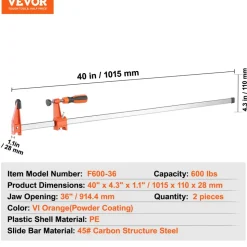 VEVOR Bar Clamps for Woodworking, 2-Pack 36