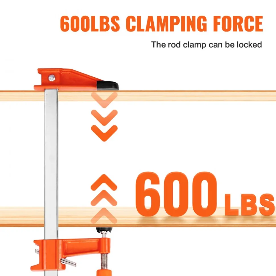 VEVOR Bar Clamps for Woodworking, 2-Pack 36" Clamp, Quick-Change F Clamp with 600 lbs Load Limit, 2.5" Throat Depth, Cast Iron and Carbon Steel, Wood Clamps for Woodworking Metal Working
