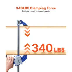 VEVOR Bar Clamps for Woodworking, 2-Pack 24 inch One-Handed Clamp/Spreader, Quick-Grip F-Clamp with 340 lbs Load Limit, Premium Plastic and Carbon Steel, for Woodworking Metal working, Blue + Black