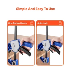 VEVOR Bar Clamps for Woodworking, 2-Pack 24 inch One-Handed Clamp/Spreader, Quick-Grip F-Clamp with 340 lbs Load Limit, Premium Plastic and Carbon Steel, for Woodworking Metal working, Blue + Black